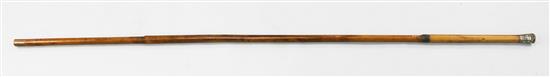 A late 19th / early 20th century Chinese bamboo walking cane, 60.75in.